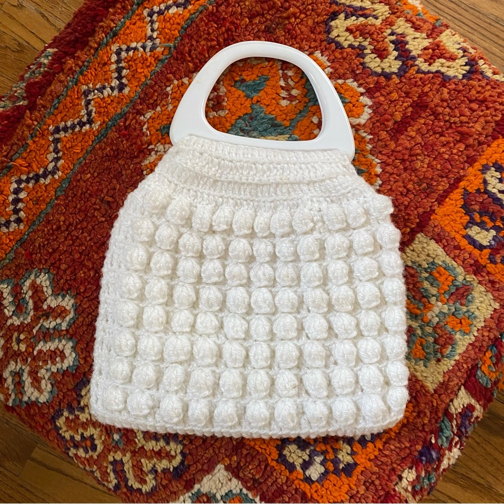 Vintage White Knit Handbag
